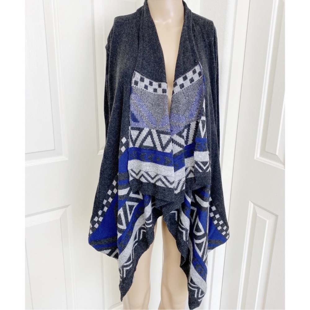 Pixley Open Draped Knit Cardigan Charcoal Gray Stitch Fix Size S